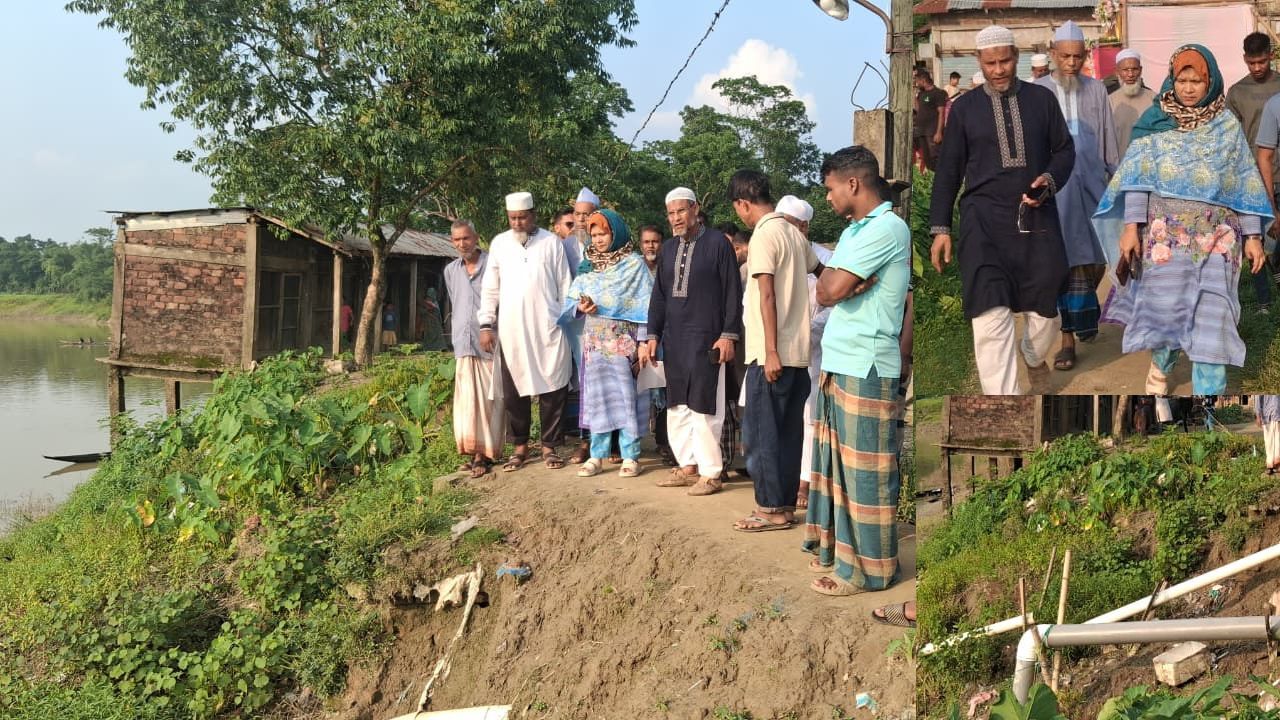 বৈরাগীবাজারে কুশিয়ারা নদীভাঙন এলাকা পরিদর্শন করলেন ইউএনও উম্মে হাবিবা মজুমদার